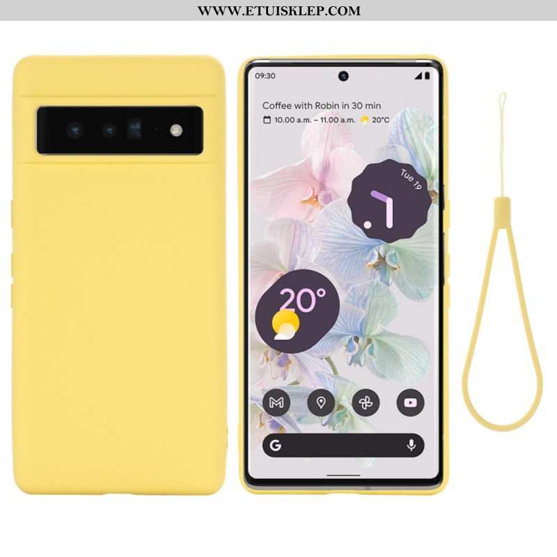 Etui do Google Pixel 7 z Łańcuch Płynny Silikon W Paski